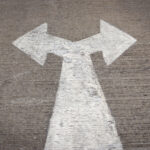 Left and right road sign on the road